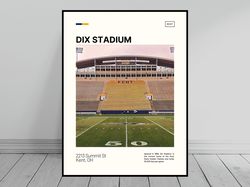 dix stadium print  kent state golden flashes poster  ncaa stadium poster   oil painting  modern art   travel art print