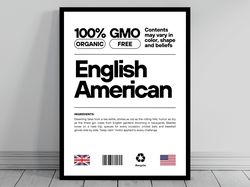 english american unity flag poster  mid century modern  american melting pot  rustic charming english humor  us patrioti