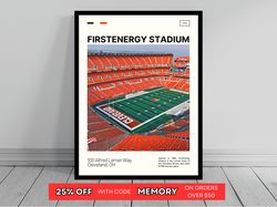 firstenergy stadium print  cleveland browns poster  nfl art  nfl stadium poster   oil painting  modern art   travel art