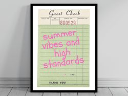 retro guest check - summer vibes trendy wall art cocktail mojito motto bar cart alcohol poster dorm art