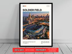 soldier field chicago bears poster nfl art nfl stadium poster oil painting modern art travel art -1