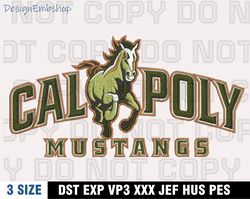 cal poly mustangs embroidery designs, ncaa machine embroidery design, machine embroidery pattern