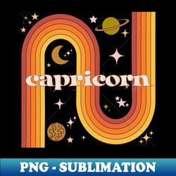 capricorn warm rainbow - 70s capricorn zodiac - unique sublimation png download - perfect for personalization