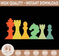 retro color chess pieces svg chess svg chess clip art vector chess clipart chess cricut chess cut file chess silhouette