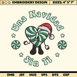 bad bunny embroidery designs, christmas embroidery designs, una navidad embroidery designs, xmas embroidery designs