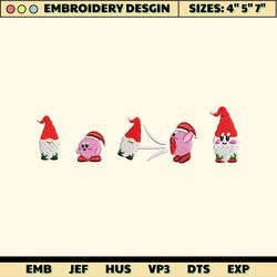 kirby x gnome embroidery designs, christmas embroidery designs, christmas 2022 embroidery files, xmas embroidery designs