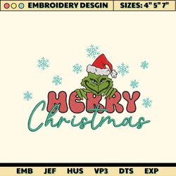 christmas 2023 embroidery machine design, green monster merry christmas  happy christmas embroidery design, christmas 2023 embroidery design for shirt, movie christmas