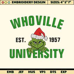 christmas 2023 embroidery machine design, green monster university 1957 happy christmas embroidery design, christmas 2023 embroidery design for shirt