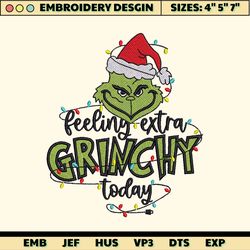 feeling extra today 1957 embroidery design, christmas 2023 embroidery machine design, green monster christmas embroidery design for shirt, happy chirstmas embroidery file