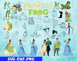 princess and the frog svg, bundles disney pricess svg, png,dxf, pdf, jpg...