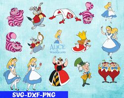 alice in wonderland svg, bundles disney pricess svg, png,dxf, pdf, jpg...