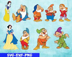 seven dwarfs svg, bundles disney pricess svg, png,dxf, pdf, jpg...