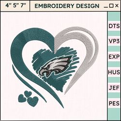 nfl philadelphia eagles heart embroidery design, nfl football logo embroidery design, famous football team embroidery design, football embroidery design, pes, dst, jef, files