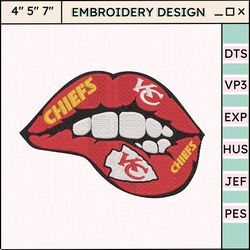 nfl kansas city chiefs lips embroidery design, nfl football logo embroidery design, famous football team embroidery design, football embroidery design, pes, dst, jef, files