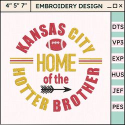 home of the hotter brother embroidery design, nfl kansas city chiefs football logo embroidery design, famous football team embroidery design, football embroidery design, pes, dst, jef, files