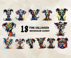 18 Pink Halloween Watercolor Clipart, Halloween Svg, Cute Halloween, Halloween, Halloween Png 22
