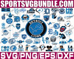 bundle 56 files detroit lions football team svg, detroit lions svg, nfl teams svg, nfl svg, png, dxf, eps