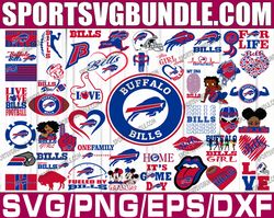 bundle 50 files buffalo bills football teams svg, buffalo bills svg, nfl teams svg, nfl svg, png, dxf, eps
