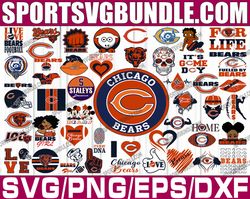 bundle 50 files chicago bears football teams svg, chicago bears svg, nfl teams svg, nfl svg, png, dxf, eps