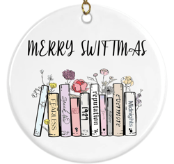 merry swiftmas, swiftmas christmas ceramic ornament, xmas gift decoration, swfitie gift for xmas, swiftie xmas