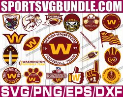 bundle 21 files washington football team svg, washington svg, nfl teams svg, nfl svg, png, dxf, eps, instant download