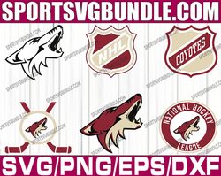 bundle 6 files arizona coyotes hockey team svg, arizona coyotes svg, nhl svg, nhl svg, png, dxf, eps, instant download