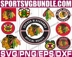 bundle 10 files chicago blackhawks hockey team svg, chicago blackhawks svg, nhl svg, nhl svg, png, dxf, eps