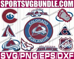bundle 10 files colorado avalanche hockey team svg, colorado avalanche svg, nhl svg, nhl svg, png, dxf, eps