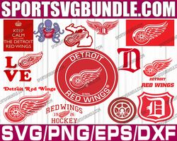 bundle 14 files detroit red wings hockey team svg, detroit red wings svg, nhl svg, nhl svg, png, dxf, eps