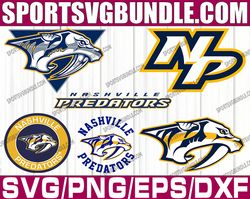 bundle 6 files nashville predators hockey team svg, nashville predators svg, nhl svg, nhl svg, png, dxf, eps