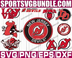 bundle 10 files new jersey devils hockey team svg, new jersey devils svg, nhl svg, nhl svg, png, dxf, eps