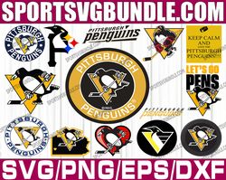 bundle 14 files pittsburgh penguins hockey team svg, pittsburgh penguins svg, nhl svg, nhl svg, png, dxf, eps