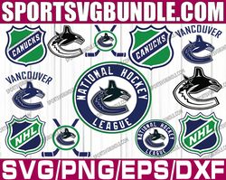 bundle 6 files vancouver canucks hockey team svg, vancouver canucks svg, nhl svg, nhl svg, png, dxf, eps