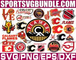 bundle 27 files calgary flames hockey team svg, calgary flames svg, nhl svg, nhl svg, png, dxf, eps, instant download