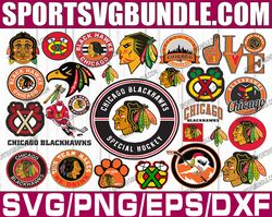 bundle 28 files chicago blackhawks hockey team svg, chicago blackhawks svg, nhl svg, nhl svg, png, dxf, eps