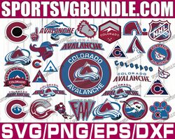 bundle 32 files colorado avalanche hockey team svg, colorado avalanche svg, nhl svg, nhl svg, png, dxf, eps