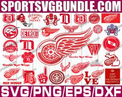 bundle 34 files detroit red wings hockey team svg, detroit red wings svg, nhl svg, nhl svg, png, dxf, eps