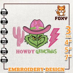 howdy greenchmas embroidery machine design, christmas green monster embroidery machine design, retro pink christmas embr