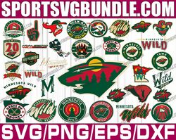 bundle 34 files minnesota wild hockey team svg, minnesota wild svg, nhl svg, nhl svg, png, dxf, eps, instant download