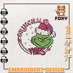 retro pink christmas embroidery machine design, greenchmas vibes embroidery design, christmas green monster embroidery d