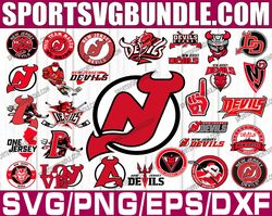 bundle 30 files new jersey devils hockey team svg, new jersey devils svg, nhl svg, nhl svg, png, dxf, eps