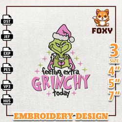 feeling extra greenchy today embroidery machine design, christmas green monster embroidery design, in my pink era embroi