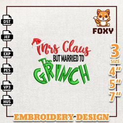 christmas embroidery designs, mrs claus but married to the greench, merry xmas embroidery designs, est 1957 embroidery f