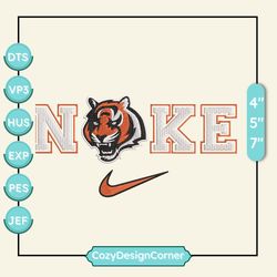 nike nfl cincinnati bengals logo embroidery design, nike nfl logo sport embroidery machine design, famous football team embroidery design, football brand embroidery, pes, dst, jef, files