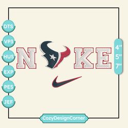 nike nfl houston texans logo embroidery design, nike nfl logo sport embroidery machine design, famous football team embroidery design, football brand embroidery, pes, dst, jef, files