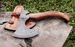 handmade wood cutting axe | hatchet axe | damascus steel | camping axe