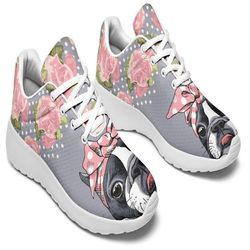 floral boston terrier pink sneakers-clearance