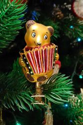 christmas russian toy "bear with accordion" / new year's tree toy