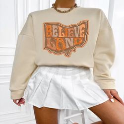 believeland sweatshirt  cleveland browns cute crewneck design  retro unisex football apparel