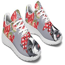 floral boston terrier red sneakers